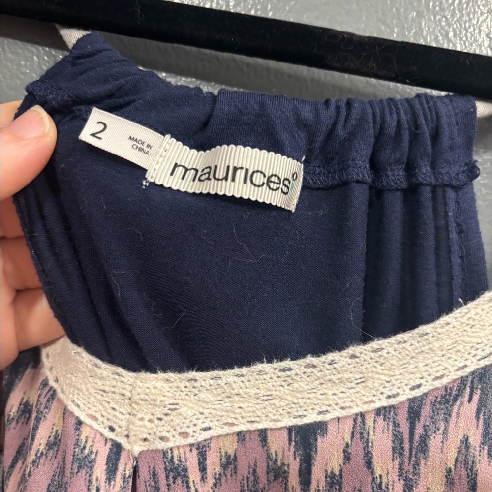Maurices Lavender and White Patterned Lace-Trim Camisole - Picture 2 of 6